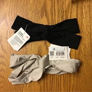 NWT lululemon athletica Black and Cream All night Headband lot of 2